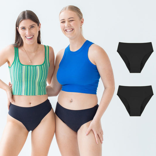Seamfree Full Brief 2pk - Raven Black Period Underwear from Petal & Flo in NZ