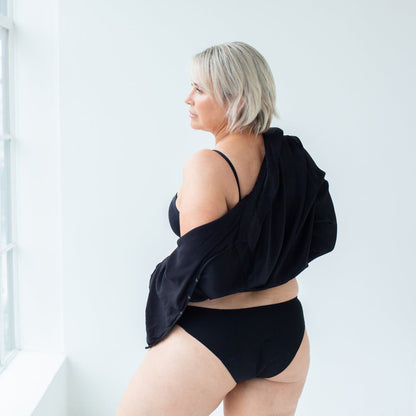 Seamfree Bikini - Jet Black Period Underwear from Petal & Flo in NZ